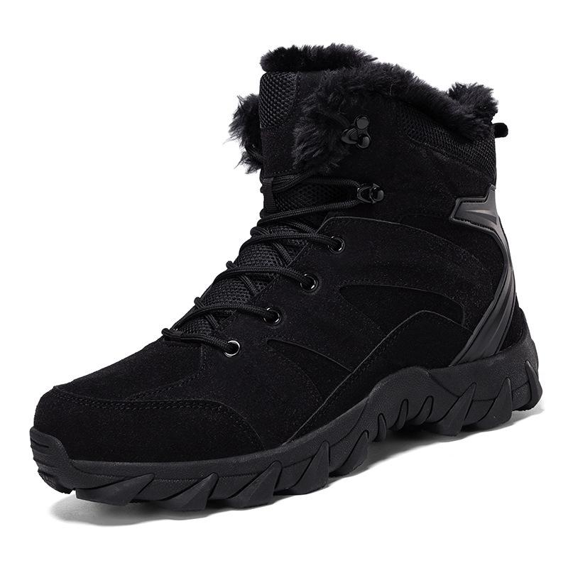 New large size men's velvet snow boots outdoor hiking boots men's combat boots high top field boots casual shoes