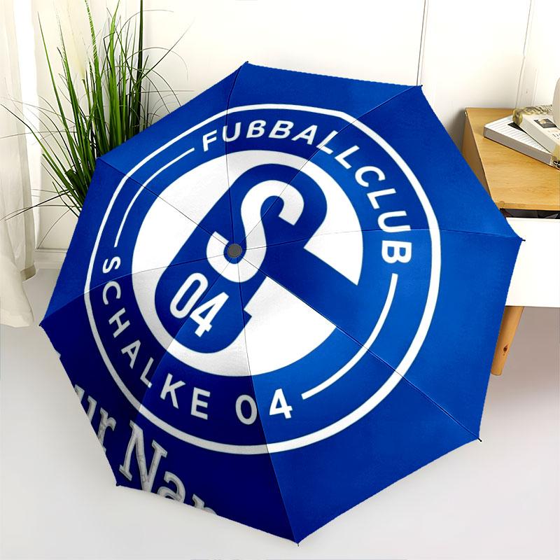 1 PC Automatic Folding Umbrella - FC Schalke 04 Custom Name Pattern, Portable & Foldable Design with 8 Ribs, Christmas Birthday Gifts