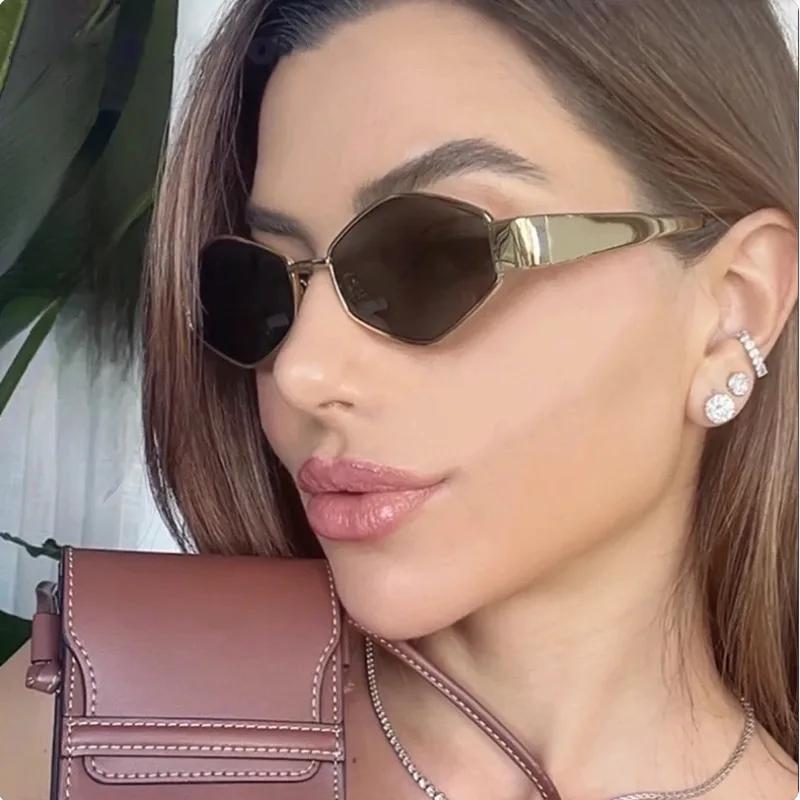 Y2K Steampunk Luxury Brand Designer Irregular Rhombus Sunglasses Women For Men Small Frame Sun Glasses Vintage Popular Shades