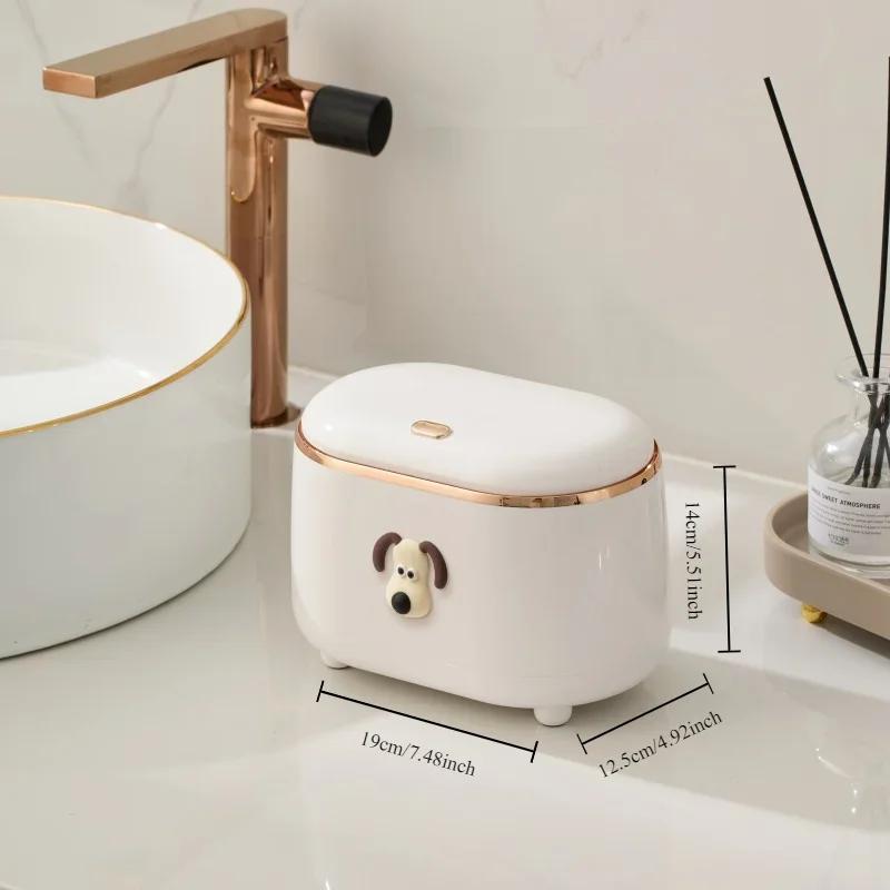 1 шт. Мини настольный мусорный бак, прочное ведро для хранения, автоматическая выдвижная крышка для туалетных столиков, офиса, ванной комнаты, мусорного бака