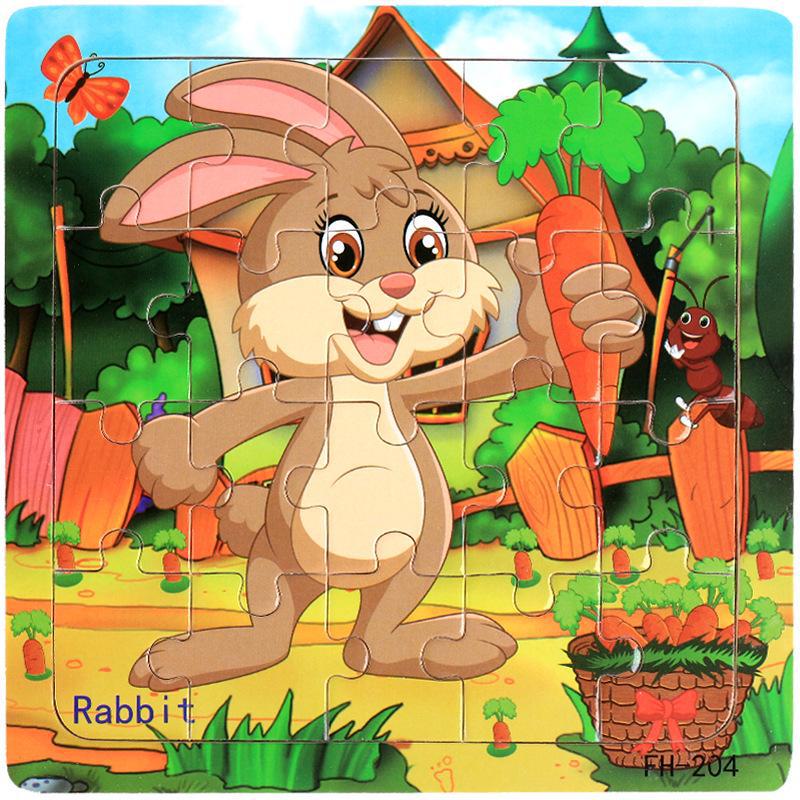 20-Piece Wooden Animal Cartoon Puzzle for Children Ages 3-7: Educational Early Learning Toy