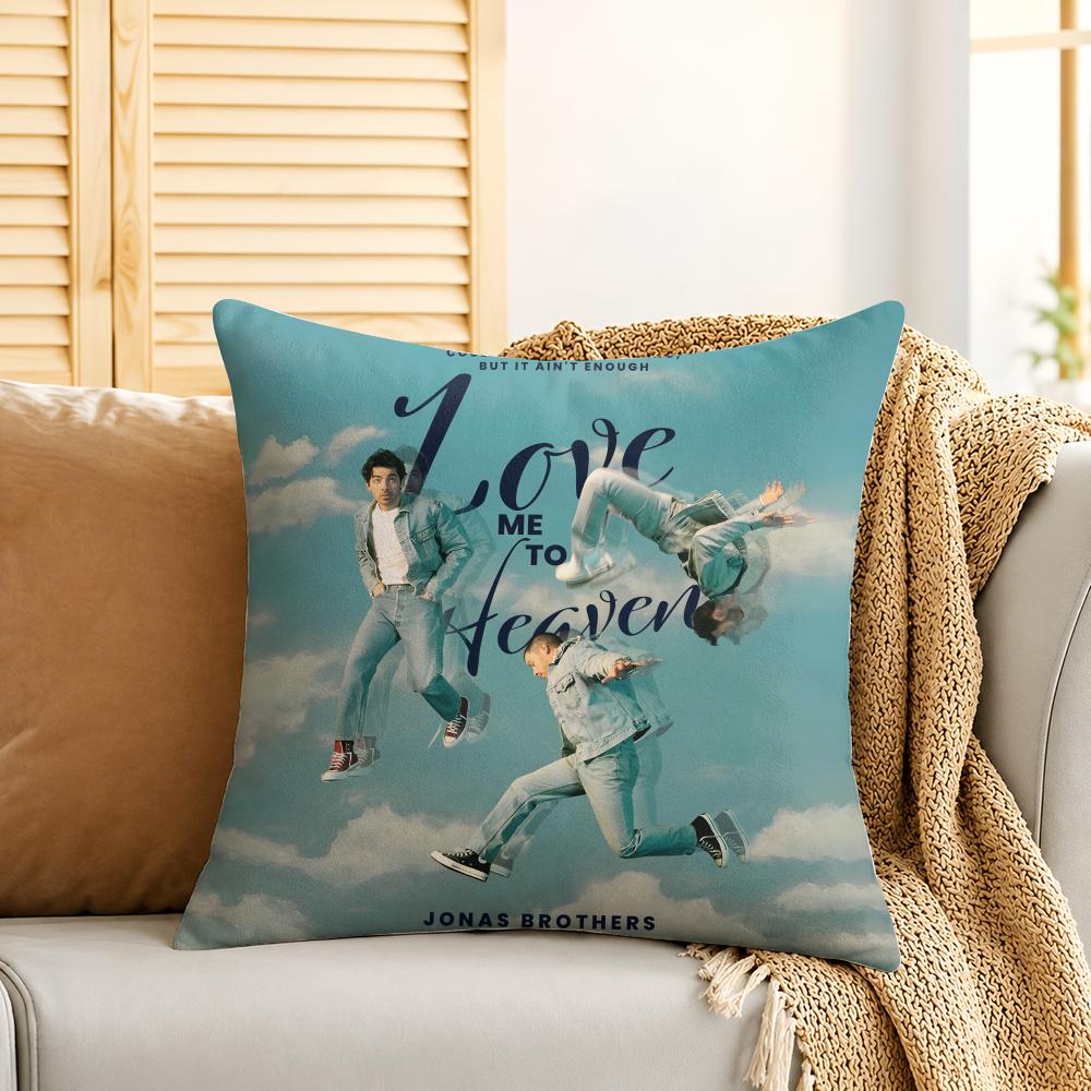 Band JJONAS BBROTHERS Cushion Cover Silky Short Plush Invisible Zipper Dustproof Sofa Pillow Case For Home Decor