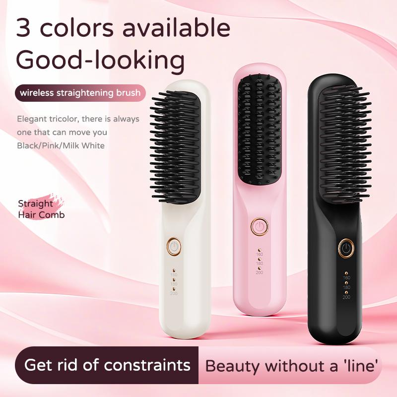 Portable Hair Straightening Comb with Adjustable Temperature Anti Scald Design for Travel Home Use