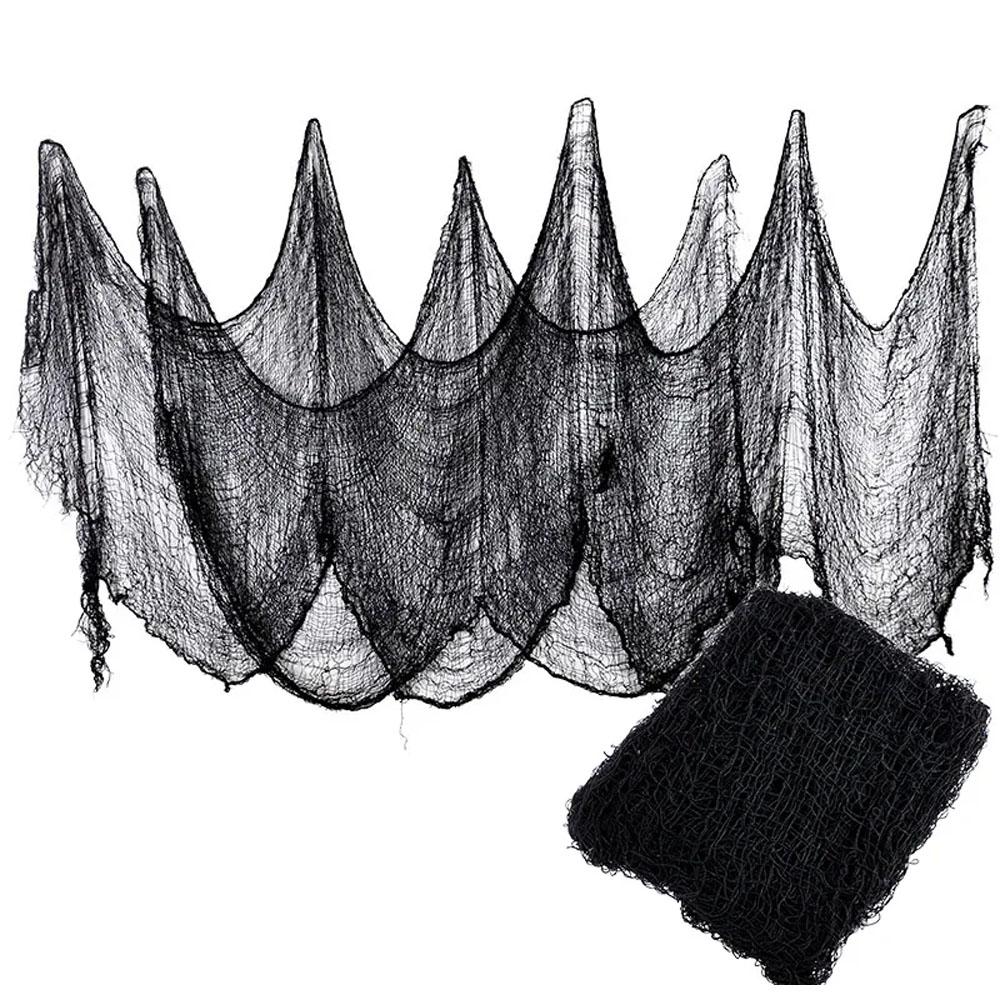 Horror Halloween Decoration Black Gauze Artificial Spider Web For Haunted Halloween Party Home Decor Scary Skeleton Frame