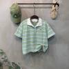 C S In The Room Men Adi Label paTCh STripe Collar ShorT Sleeve T ShirT 3Color