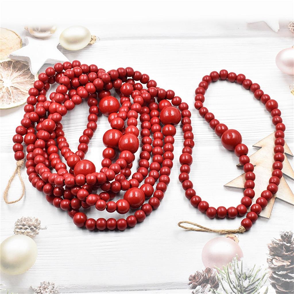 Рождественские деревянные бусины Рождественская гирлянда из бисера Круглая гирлянда из бисера для рукоделия Винтажные деревянные бусины для рождественских украшений