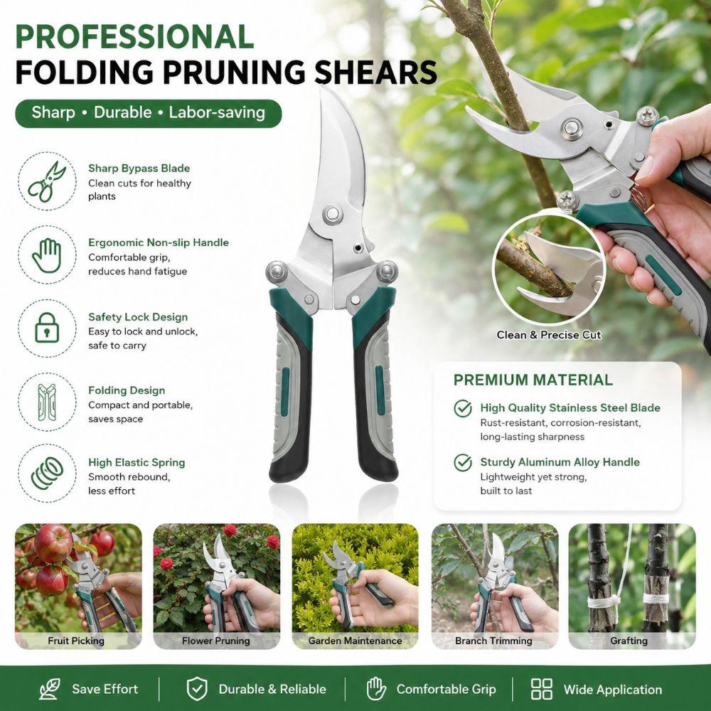 Stainless Steel Pruning Shears Non-Slip Handle Branch Pruner Garden Scissors  Tree Branch Pruning