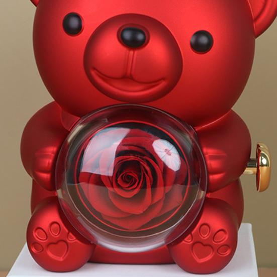 Подарочная коробка с консервированным медведем-обнимашкой и сумочкой, вечный цветок, вращающийся держатель для украшений в виде медведя для женщин на День святого Валентина