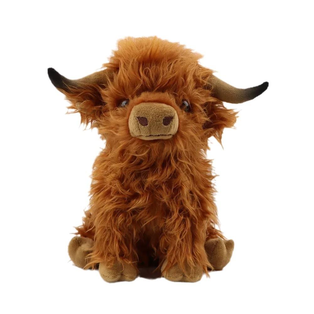 Highland Cow Stuffed Animals Plush Toy Fluffy Bull Animal Doll Soft for Kids Christmas Gift