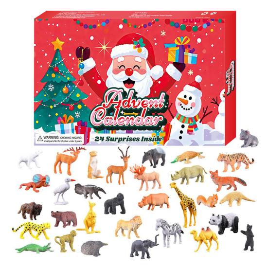 Рождественский адвент-календарь с 24 фигурками животных, ежедневный обратный отсчет до Рождества для детей, интерактивное развлечение для родителей и детей, коллекция подарков