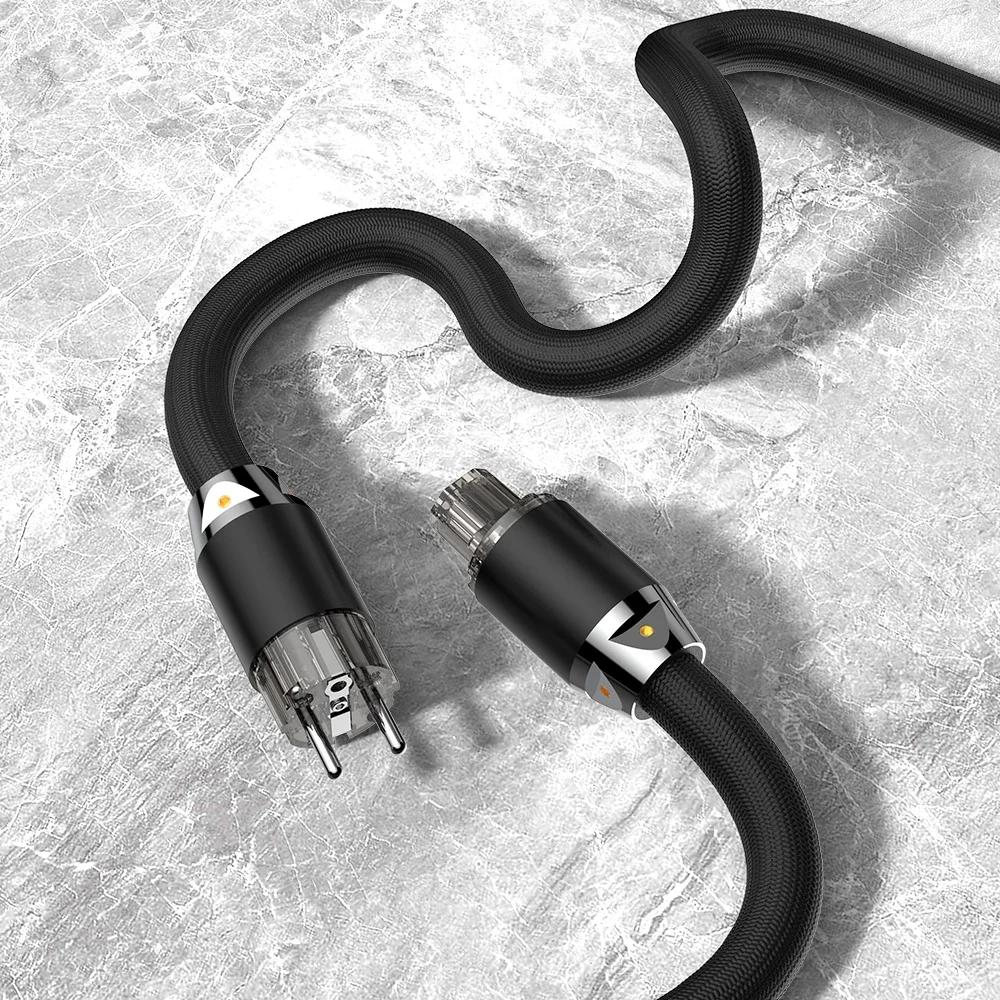 Multiplex 5N OFC Copper Silver Mixed AC Audio Power Cable High End HiFi Amplifier US Schuko Mains Power Supply Connection Cord