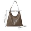 Solid Color Commuting Shoulder Bag Large Capacity Vintage Underarm Bag Soft Leather Tote Bag  Women
