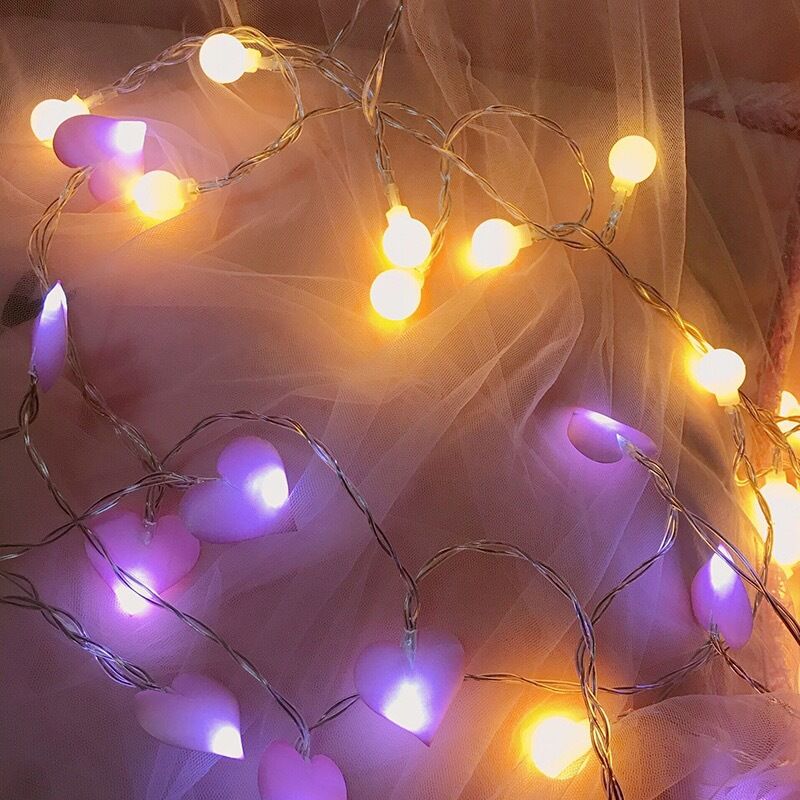 Led Cotton Love Heart Wedding String Fairy Light Pink Girl String Light Indoor Wedding Party Garden Garland Valentines Day Decor