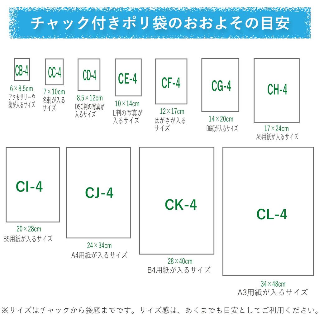 Пластиковый пакет для дома из Японии с застежкой-молнией 12 x 17 см толщина 100 шт CF4 0,04 мм
