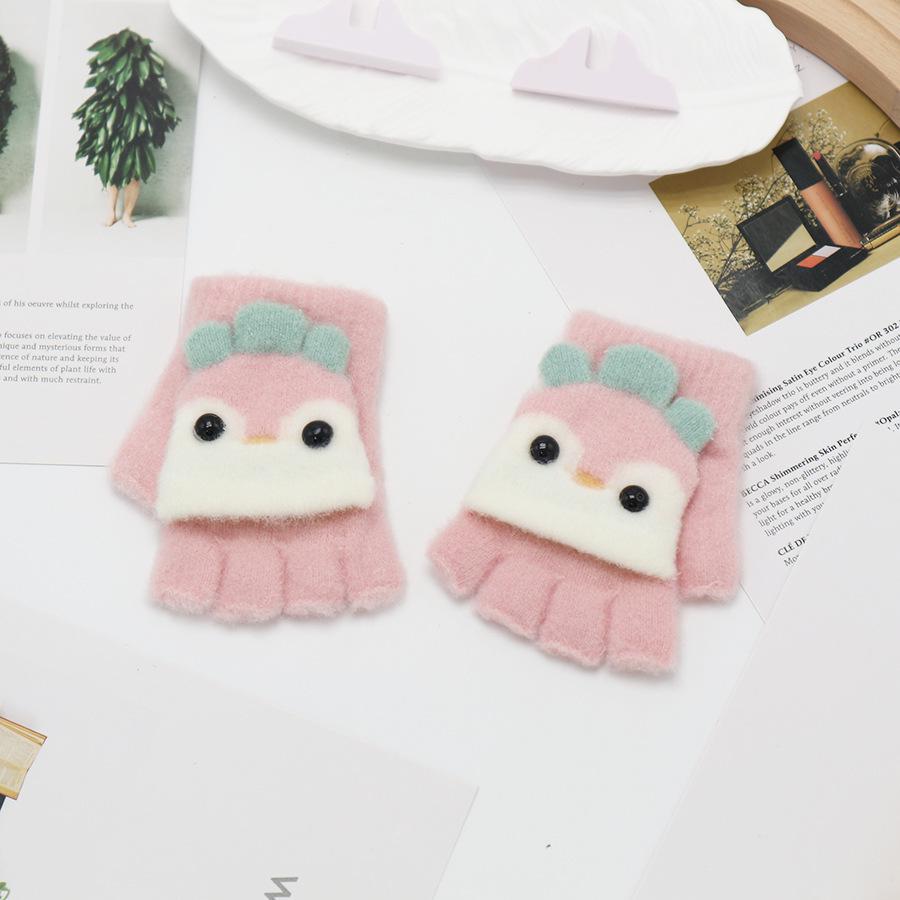 Kids' Winter Fingerless Flip-Top Writing Gloves – Warm Half-Finger Gloves for Boys & Girls