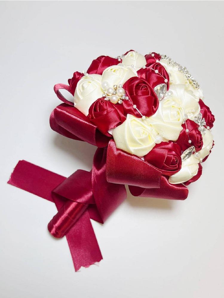 1 шт. Свадебный букет Свадебный букет с бриллиантовым жемчугом Шелковый свадебный ручной букет для дома Свадебная вечеринка Украшение невесты Букет подружки невесты