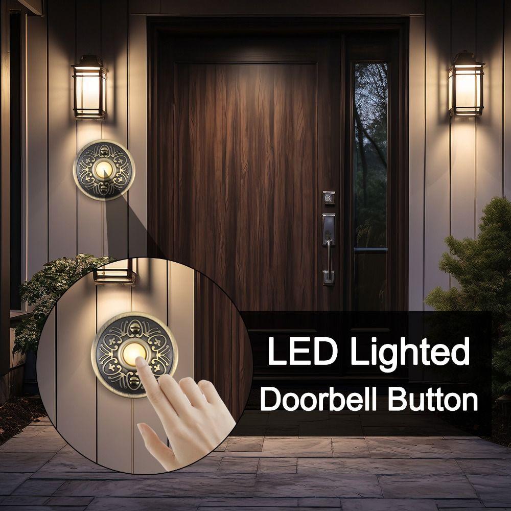 Metal Metal Door Bell LED Lighted Door Bell Heavy Duty Doorbell Push Button  Garage