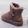 Модные цельные зимние ботинки из натуральной кожи на молнии из шерсти для женщин, зимние короткие утолщенные ботинки из шерсти и хлопка, нескользящие короткие ботинки