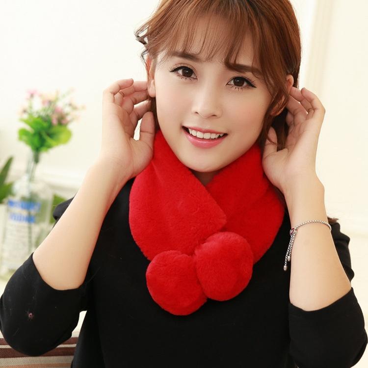 Fashion Winter Scarf Beaver Rabbit Wool Scarf Women Warm Fur Collar Scarves