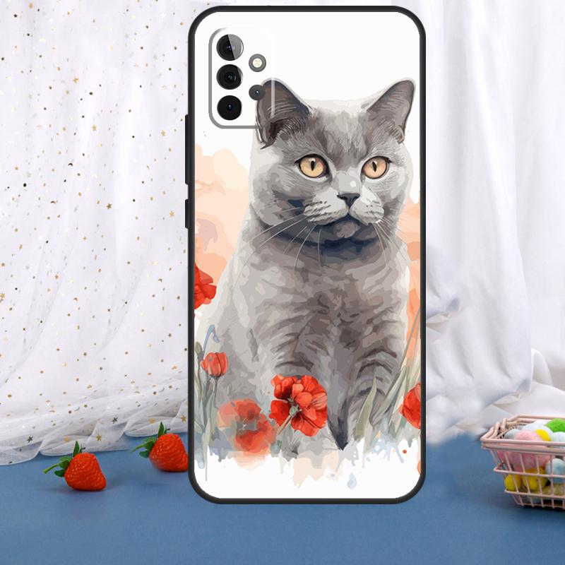 Кошка Британская короткошерстная Для Samsung Galaxy A36 A26 A16 A05 A06 A54 A34 A14 A22 A32 A52 A55 A35 A15 A53 A13 A56 Чехол