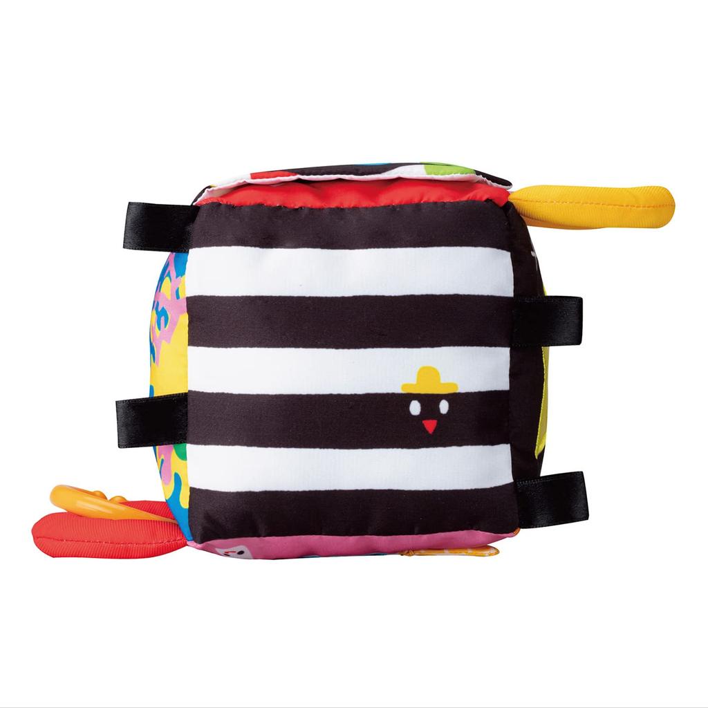 JOYPALETTE Полосатая вращающаяся игрушка, Очень весело! Пушистый кубик для выхода в свет, 12 x 22 x 15 см, Ткань