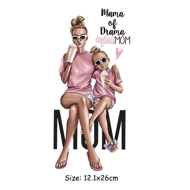 DIY Heat Transfer Patches Mom Girl Boy Printing Patches On Clothes Super Mom Dad Queen Stickers On T-shirt Dresses Jeans