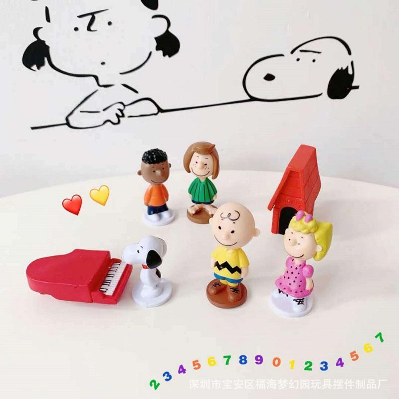 12 шт. Японский мультфильм Peanuts Снупи Чарли Салли Вудсток Мини-фигурка Модель Игрушки Миниатюрные Люди для Торта Коллекционные Реквизит