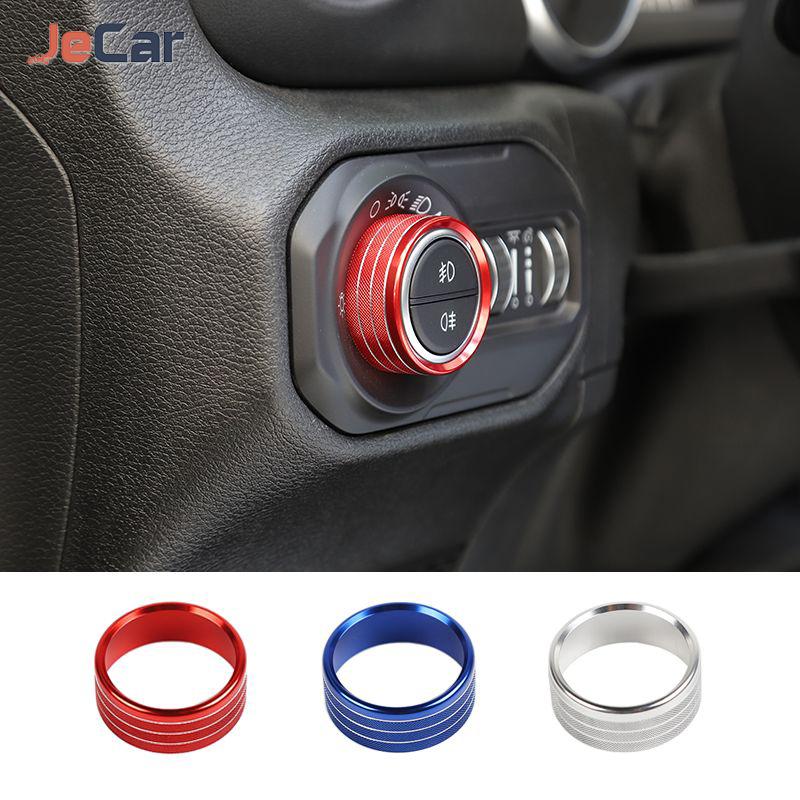Aluminum Alloy Button Switch Ring Lamp Switch Button Decoration Cover For Jeep Wrangler JL JT Gladiator 2018 UP Car