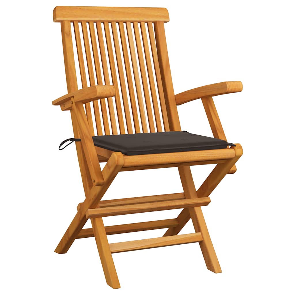 Garden Chairs with Taupe Cushions 4 pcs Solid Teak Wood
