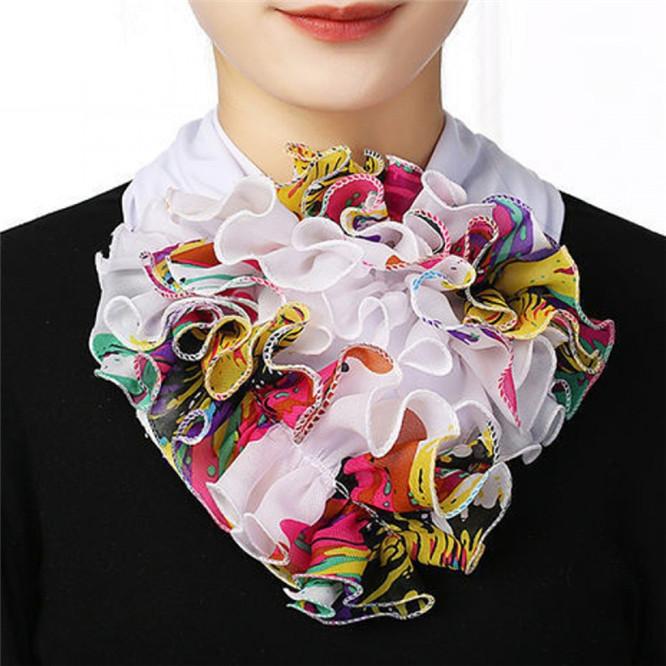 Шелковый шарф с цветочным принтом и шифоном, защита шеи, накладной воротник, хеджирующий шарф, летний женский ледяной шелк, защита шейного нагрудника