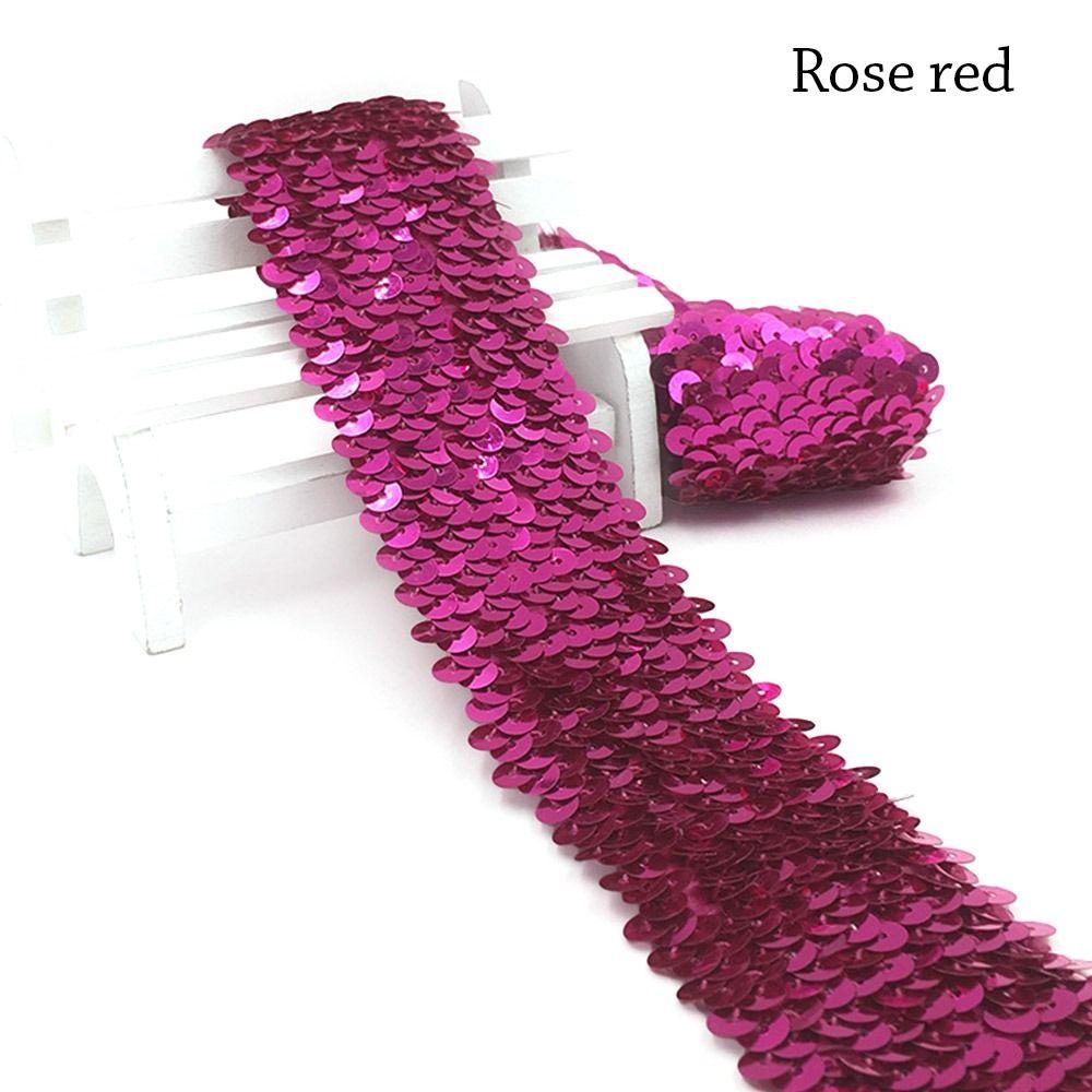 4.8cm/1M Stretch Hand Decorated Glitter Sewing Materials DIY Sequin Lace Ribbon Jewelry