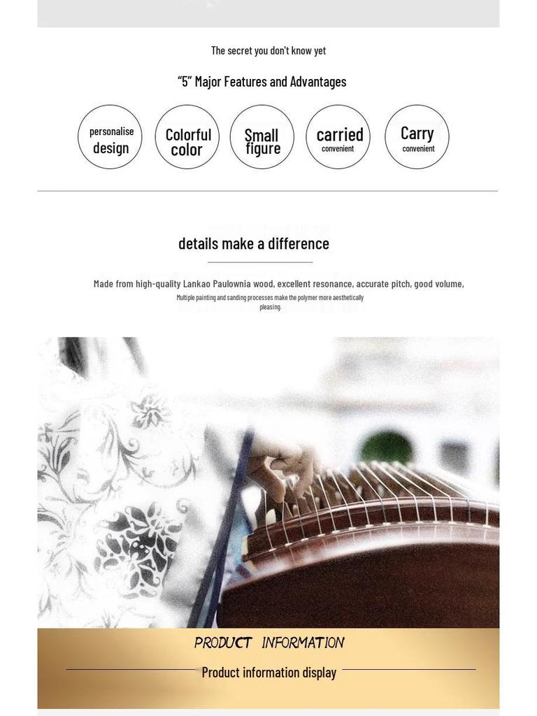 Портативный мини-гучжэн на 14 струн для детей – 70 см, инструмент для начинающих