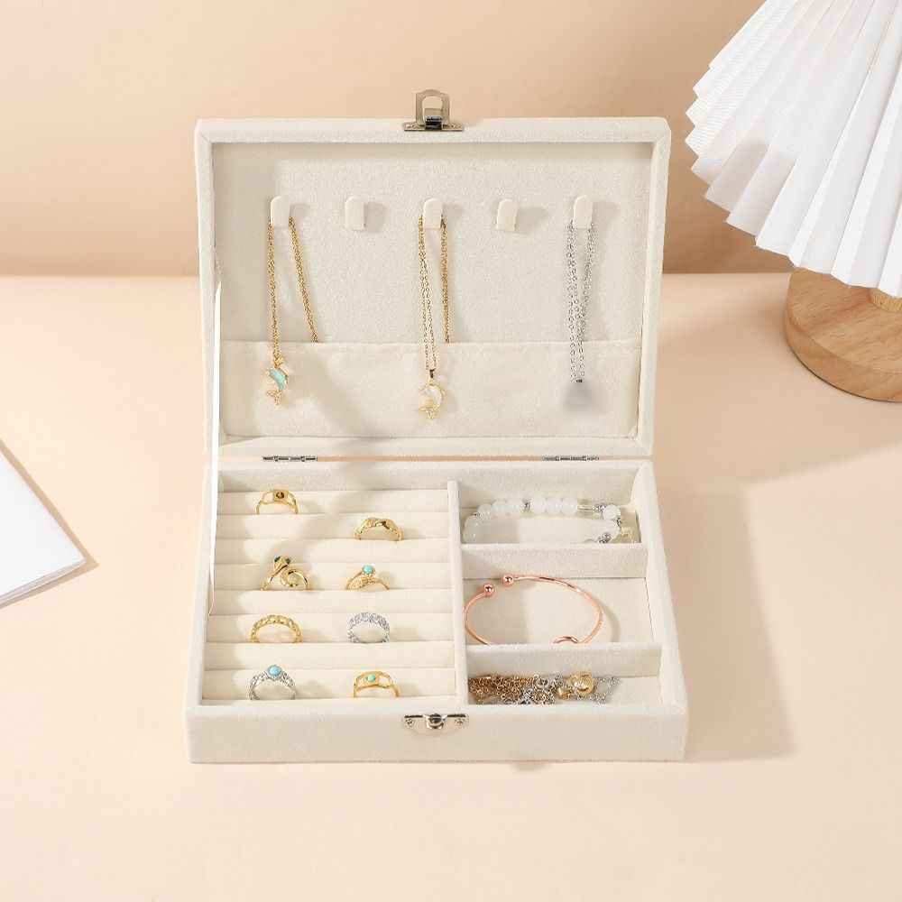 Lockable Portable Necklace Organizer Multi-grids Jewelry Display Container Bracelet
