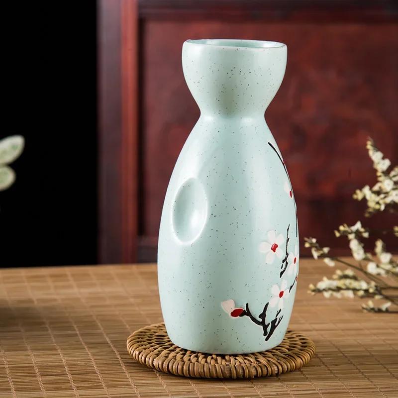 Японский горшок для сакэ Бокалы для вина Расписанные вручную в японском стиле Принадлежности для сакэ Набор из четырех чашек Керамическая посуда и чашки