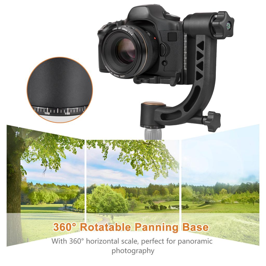 Сверхмощная панорамная головка штатива с поворотом на 360 градусов из алюминиевого сплава, грузоподъемность 15 кг/33 фунта с 1/4 дюйма