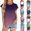 Women's Fashion Casual Basic Gradient Textured Round Neck T-shirt Vest Top