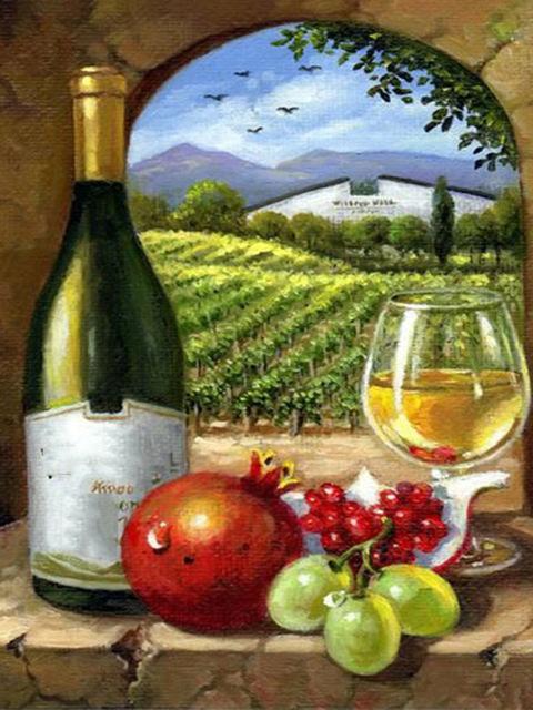 5D DIY Полный дрель Алмазная картина Фрукты серии Бутылка красного вина Алмазная мозаика Пейзаж Вышивка крестиком Наборы домашнего декора