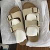 Мода 2024 года, летние женские тапочки из пробки с двумя пряжками, сандалии из коровьей замши на плоской подошве для женщин, ретро-модные садовые мюли-сабо