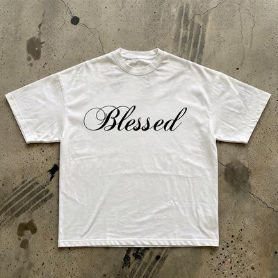 Blessed Script Tee | White T-Shirt, Religious Faith Shirt, Minimal Typography
