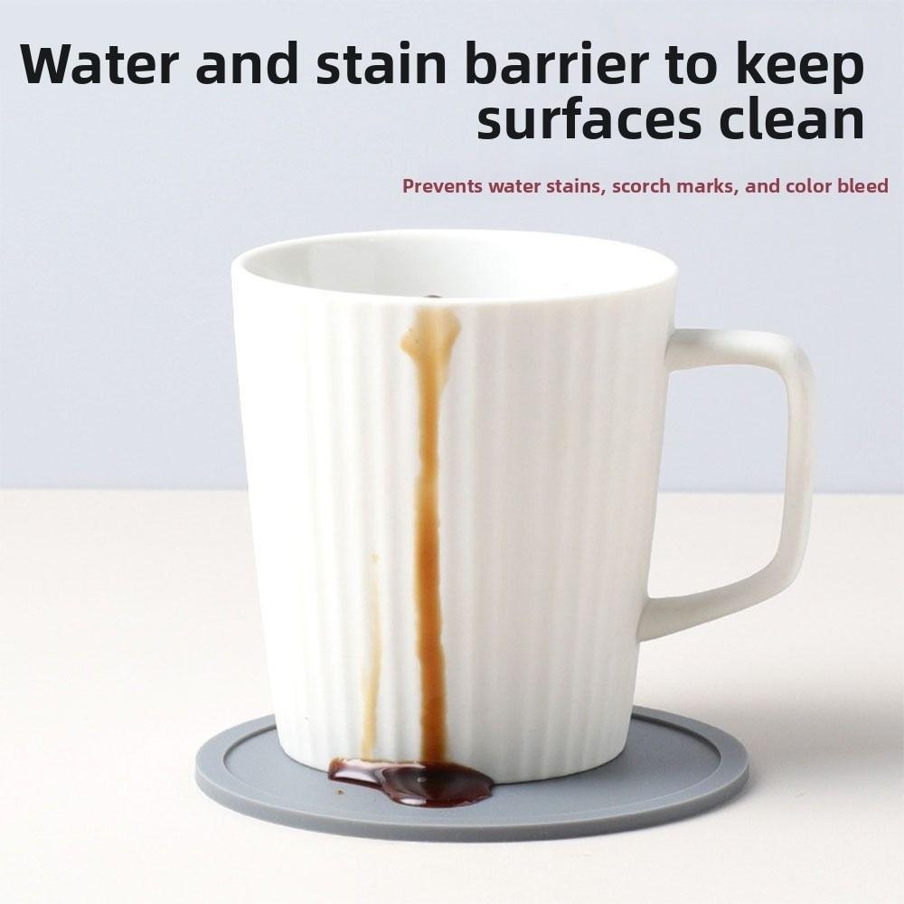 12Pcs 10cm Diameter Silicone Coasters Heat Resistant Non-Slip Base Drink Coasters Silicone Material Round Shape Table Placemats