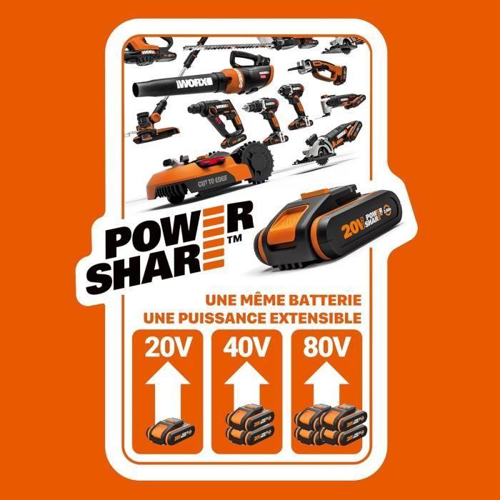 WORX - Scie Circulaire Sans Fil 20V - WX543 - Max 80 Mm Livrée Avec Batterie Et Chargeur
