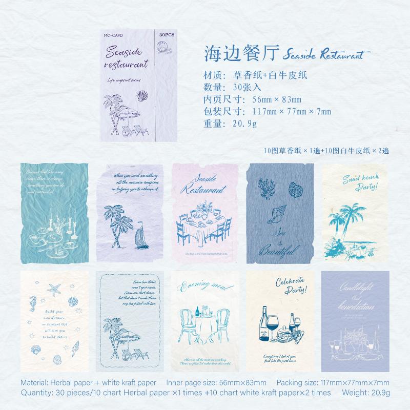 30pcs/pack Retro Material Background Decoration Sticker DIY Scrapbook Writing Paper Office School Stationery Decor Junk Journa