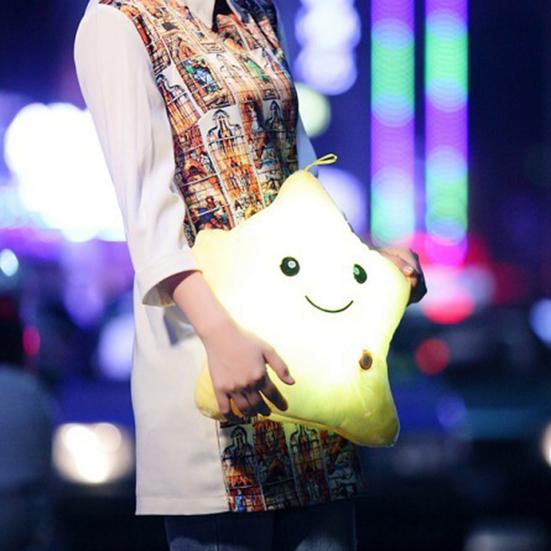 Twinkle Star Pillow Stuffed Star LED Light Up Cushion Glowing Star Throw Pillow Night Light Kids Sensory Plush Toy for Children