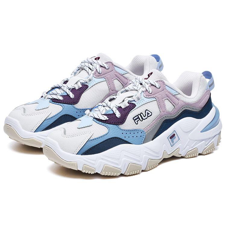 Fila Predator 2 Fabric Synthetic Leather Retro Sports Low-Top Lifestyle Shoes Women Sneaker Rain-Mist-Gray Cashmere-Blue F12W232140FNA