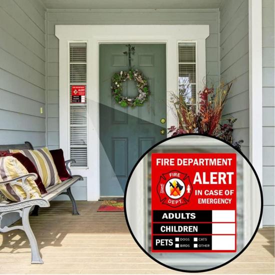Emergency Alert People and Pet Finder Sticker/Decal - Adults, Children and Pets, 4X4.5 inch Fire Department and Rescue Safety Alert Decal for Window