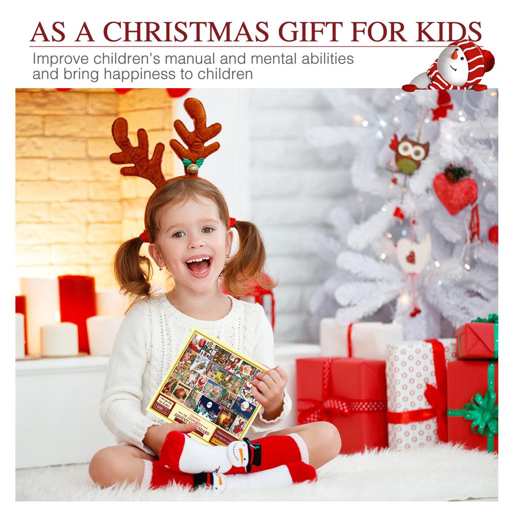 Christmas Puzzle 24 Days Christmas Countdown Calendar 1000 Pieces Jigsaw Puzzles Holiday Countdown Calendar for Adult