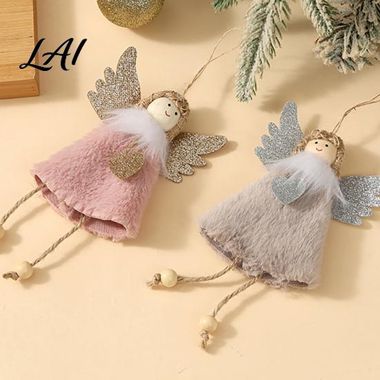 Beaded Legs Angel Ornaments Christmas Tree Ornament Heart Plush Girl Hanging Pendant Cute Soft Fabric Stuffed Pendant for Holiday Party Creative