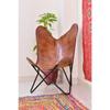 Genuine Brown Leather Butterfly Chair, Retro Lounge Living Room Chair, Outdoor - Indoor Chair, Father's Day Gift