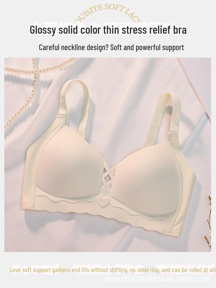 Женский бесшовный летний бюстгальтер Lake and Heart: Тонкий фасон, небольшая поддержка груди, предотвращение провисания, комфорт, без стального кольца.