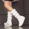 Waterproof Snow Boots Women Platform Down Boots Thickening Padded Mid-calf Boots Women Long Plush Winter Boots Plus Size 43